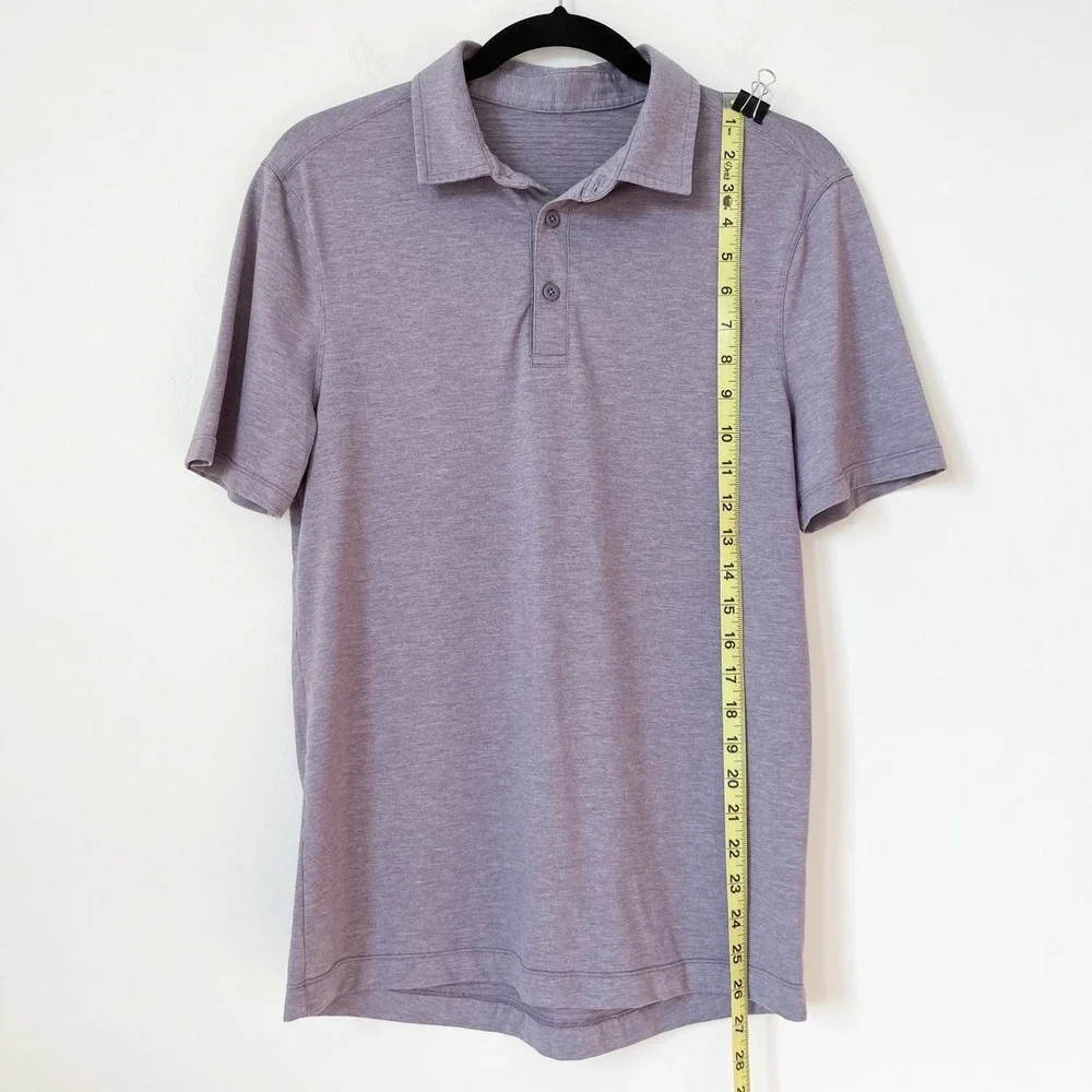 Lululemon Evolution Short Sleeve Polo Heathered Dusky Lavender Mens Small Preppy